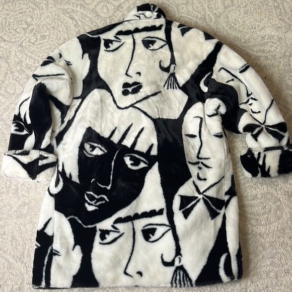 DONNY Brooks RIHANNA Faces Plush Jacket 1980’s Oversized Extra Small - Picture 9 of 14